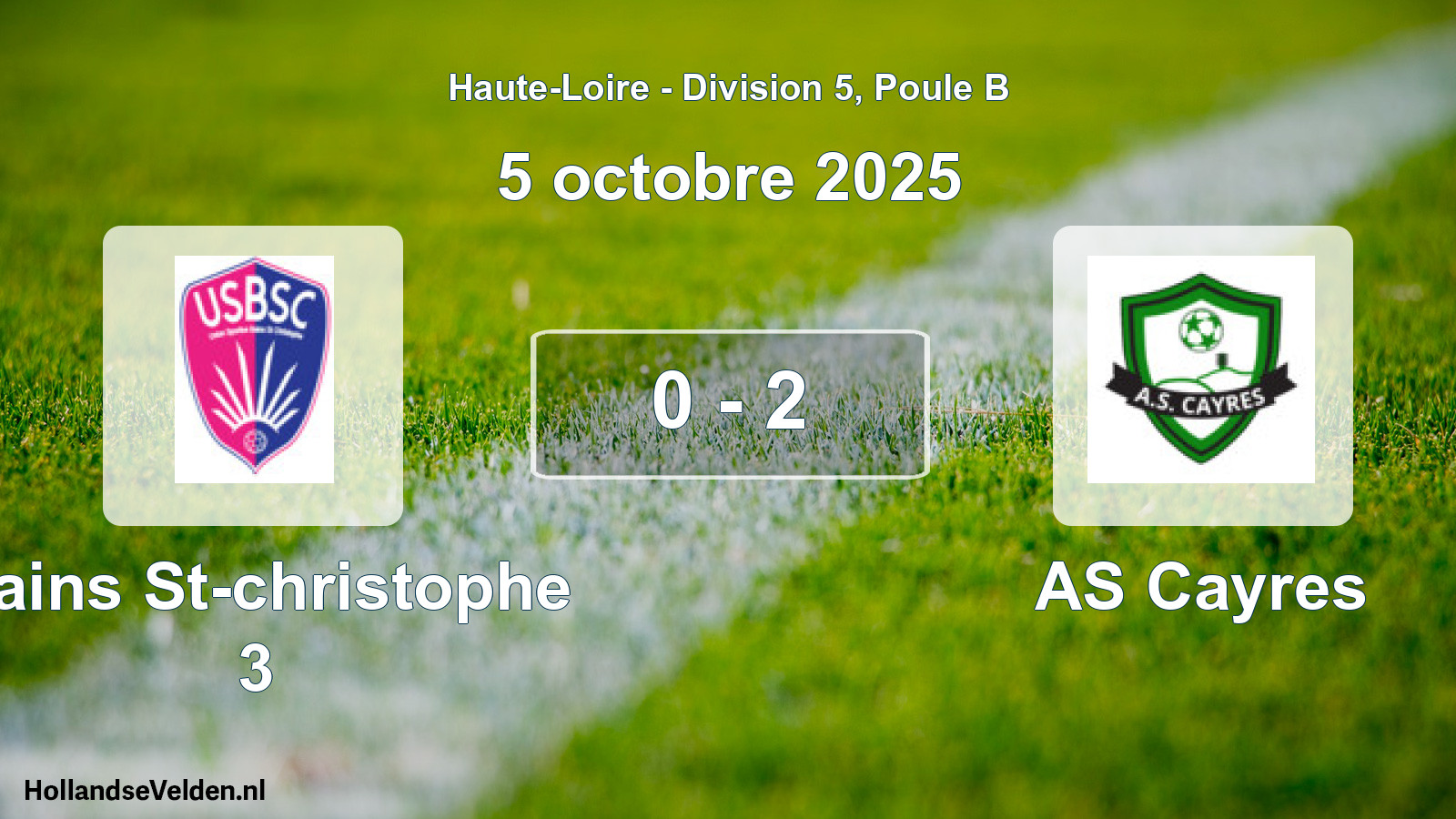 Match joué: Bains St-christophe 3 - AS Cayres 0 - 2 (5 octobre 2025)