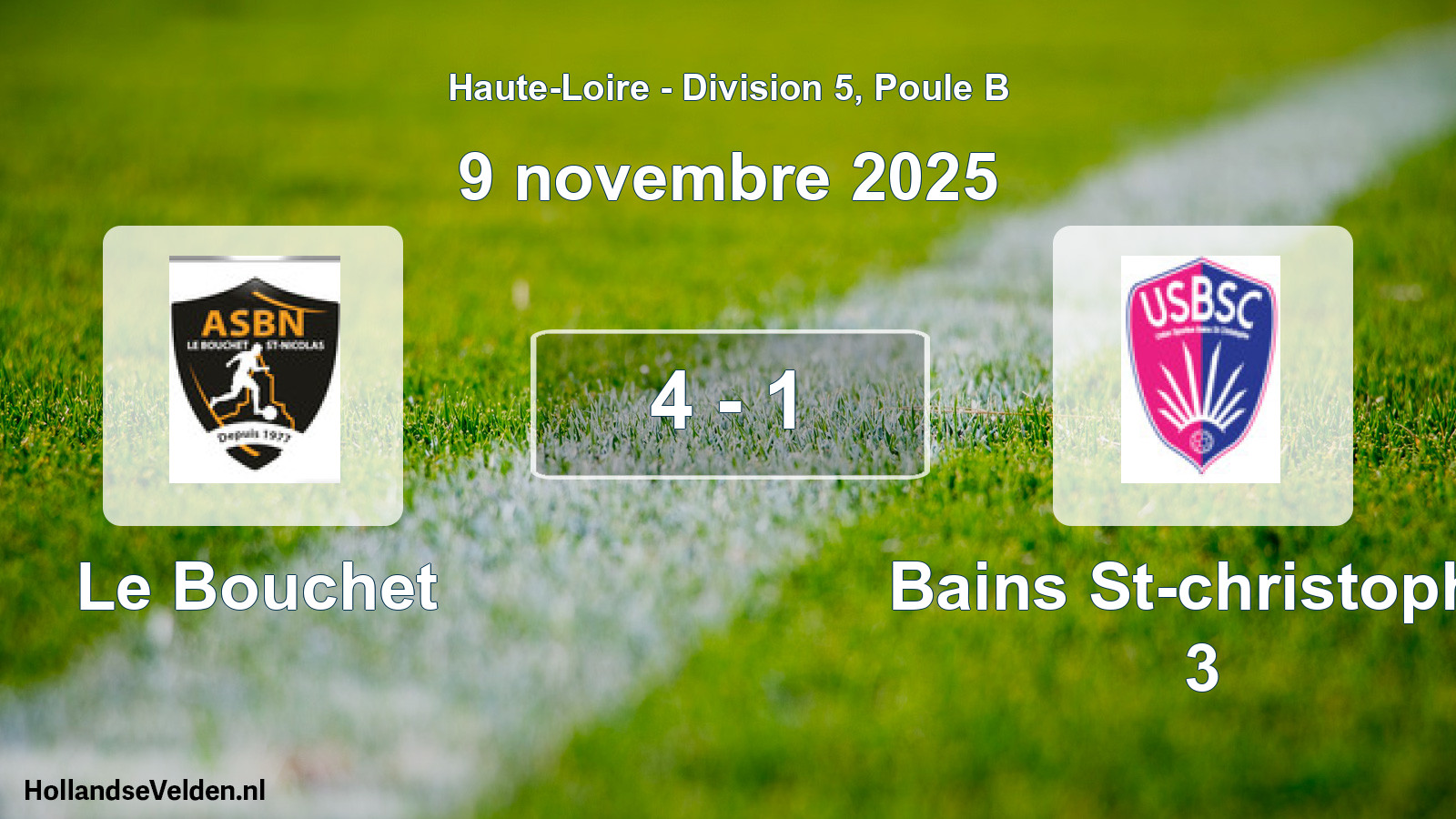 Gespeelde wedstrijd: Le Bouchet - Bains St-christophe 3 4 - 1 (9 november 2025)