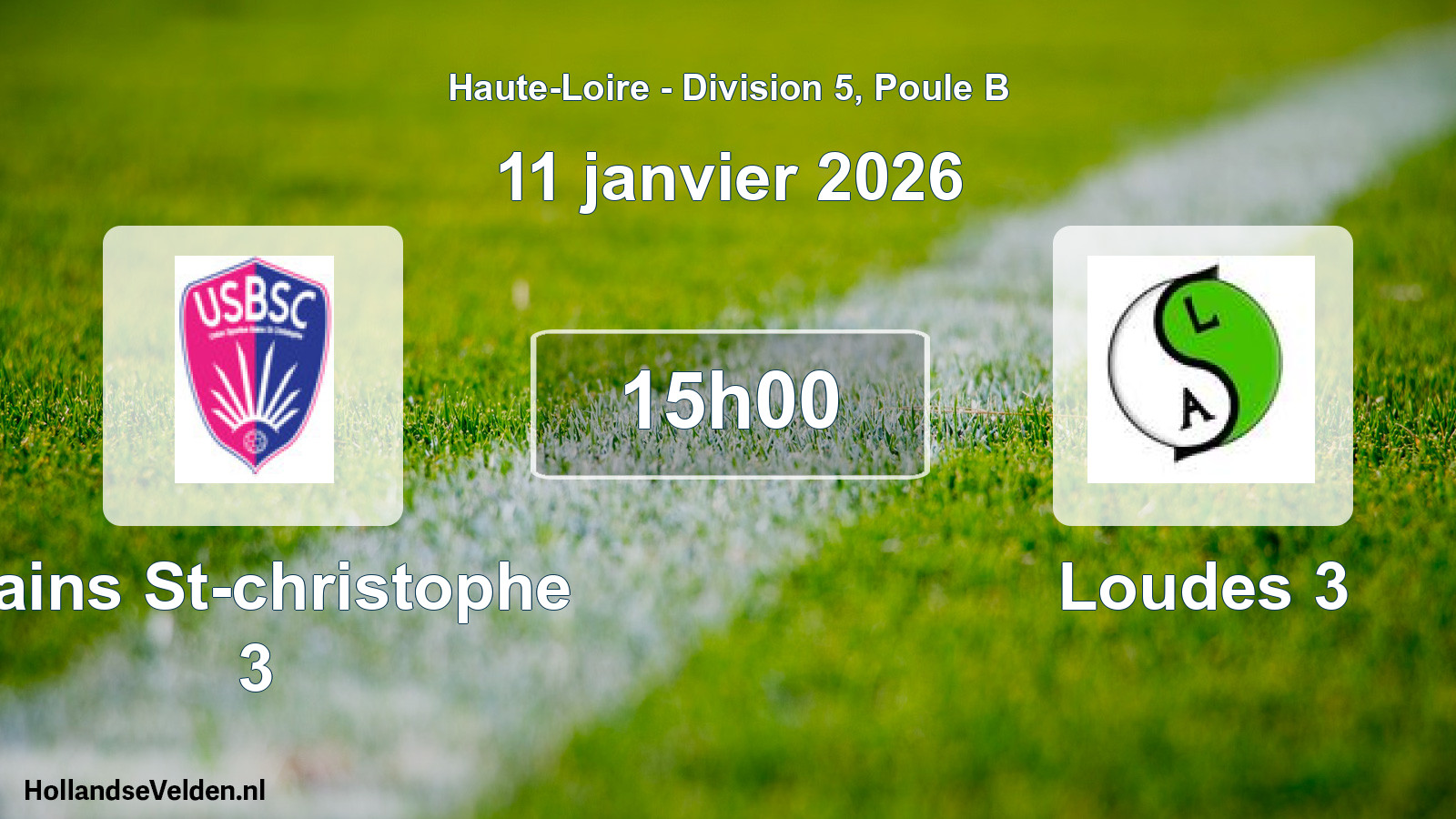 Geplande wedstrijd: Bains St-christophe 3 - Loudes 3 (11 januari 2026)