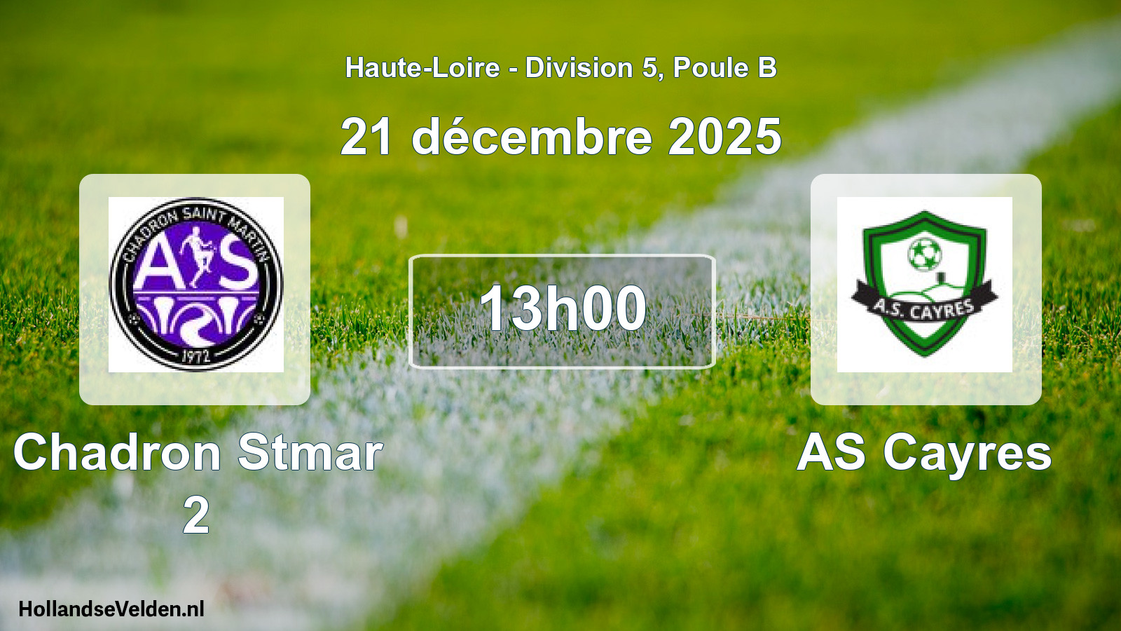 Match programmé: Chadron Stmar 2 - AS Cayres (30 novembre 2025)