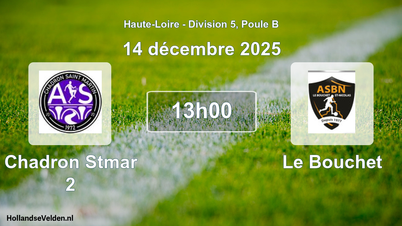 Geplande wedstrijd: Chadron Stmar 2 - Le Bouchet (14 december 2025)