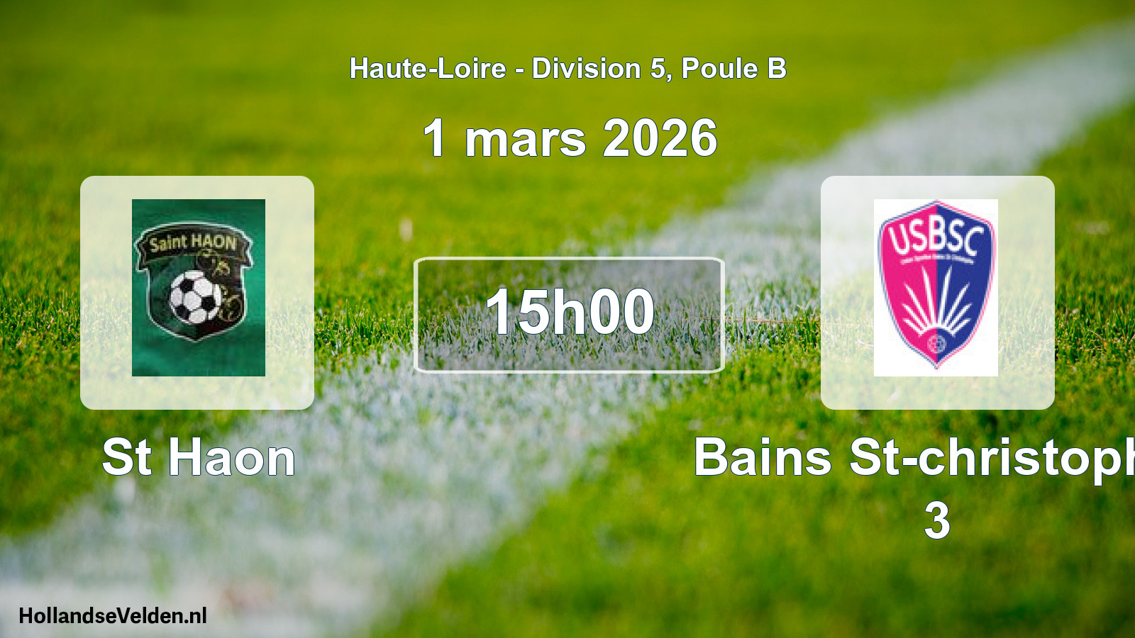 Geplande wedstrijd: St Haon - Bains St-christophe 3 (1 maart 2026)