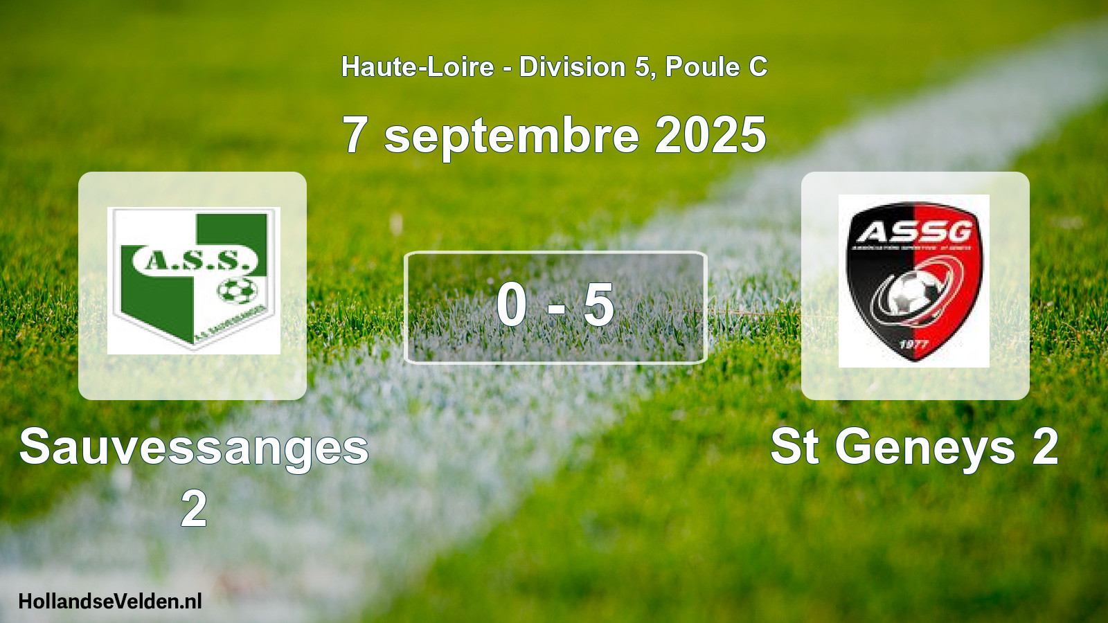 Gespeelde wedstrijd: Sauvessanges 2 - St Geneys 2 0 - 5 (7 september 2025)