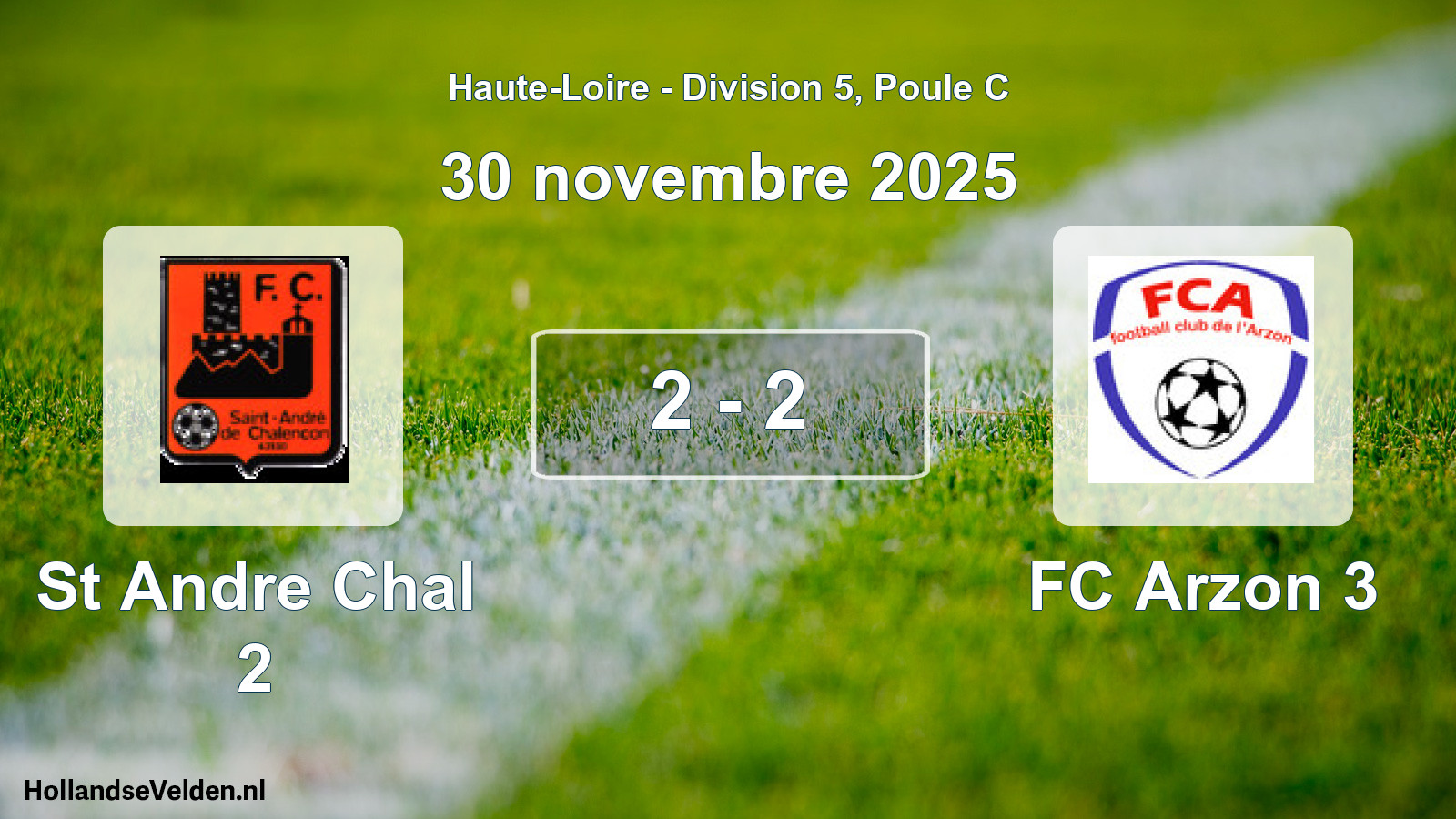 Total number of matches played: St Andre Chal 2 - FC Arzon 3 2 - 2 (30 November 2025)