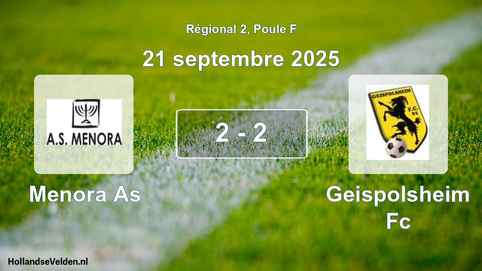 Gespeelde wedstrijd: Menora As - Geispolsheim Fc 2 - 2 (21 septembre 2025)