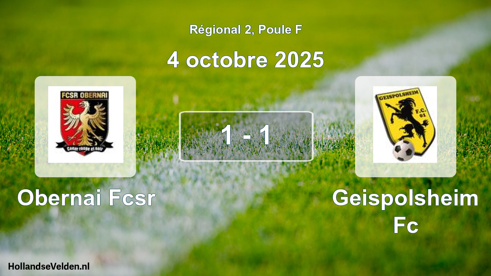 Total number of matches played: Obernai Fcsr - Geispolsheim Fc 1 - 1 (4 October 2025)