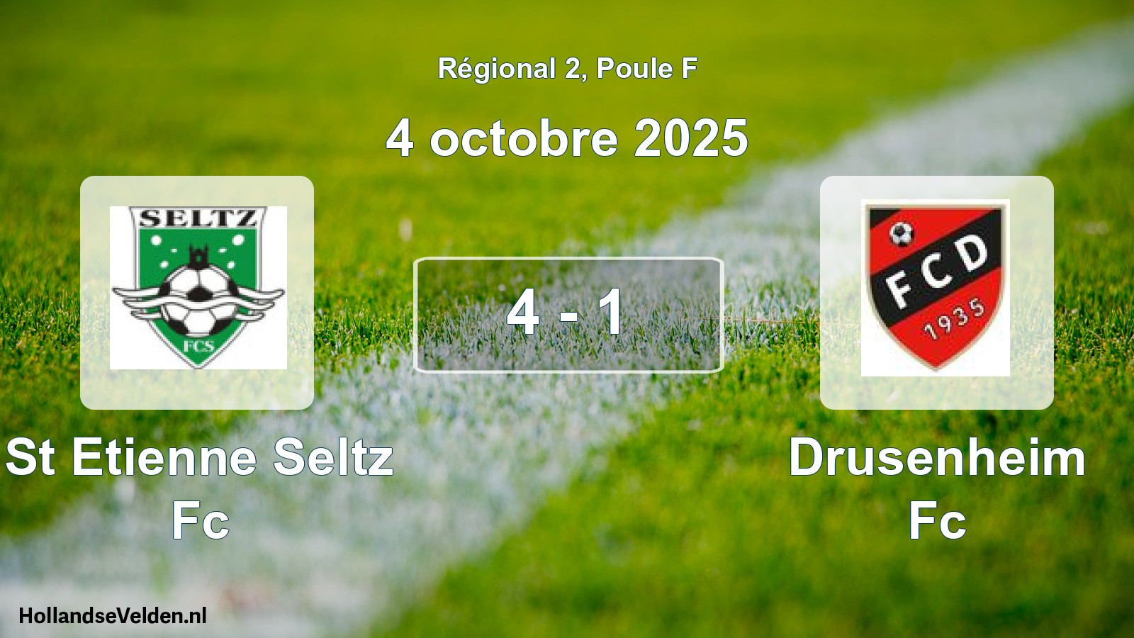 Gespeelde wedstrijd: St Etienne Seltz Fc - Drusenheim Fc 4 - 1 (4 octobre 2025)