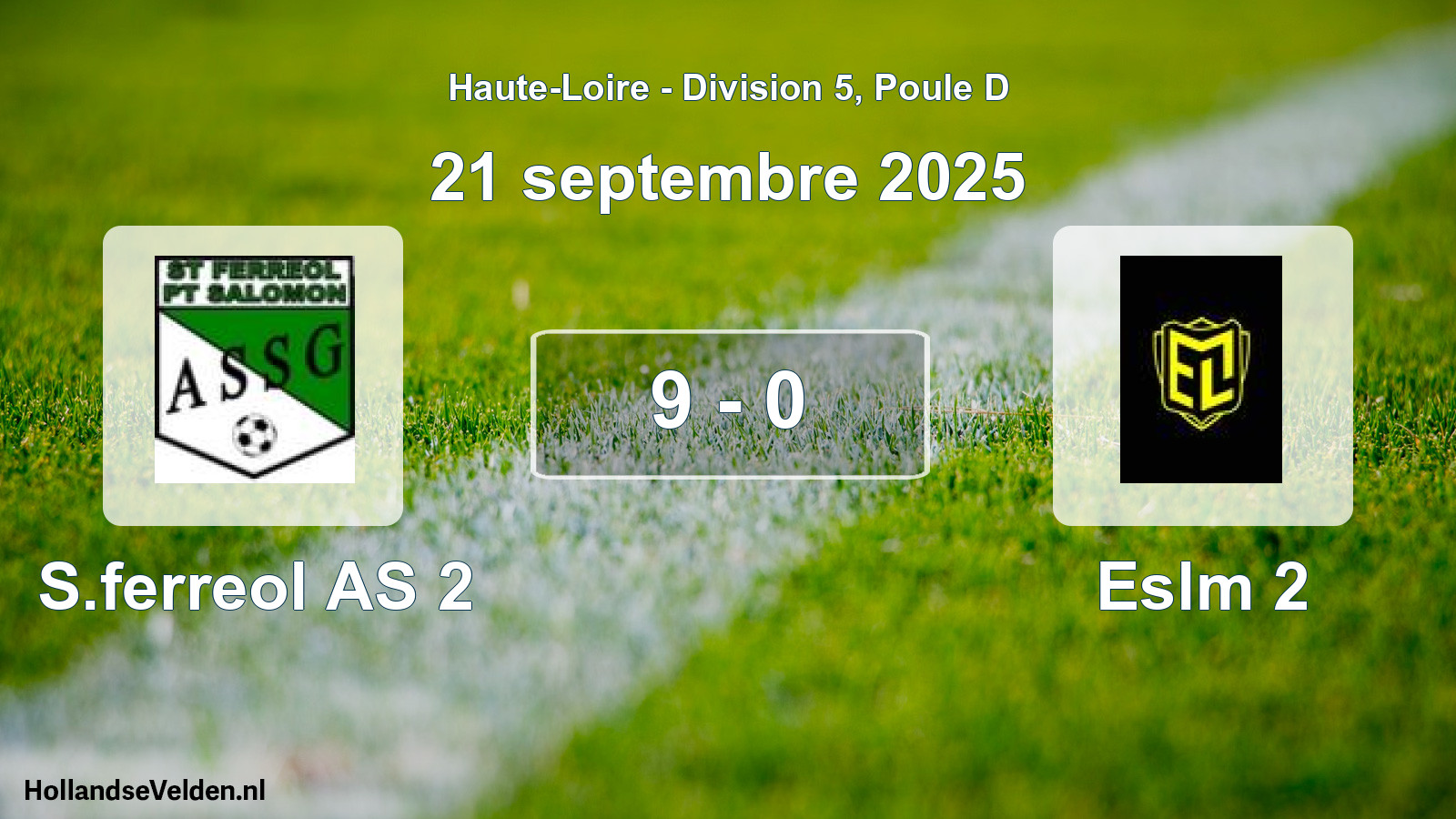 Gespeelde wedstrijd: S.ferreol AS 2 - Eslm 2 9 - 0 (21 september 2025)