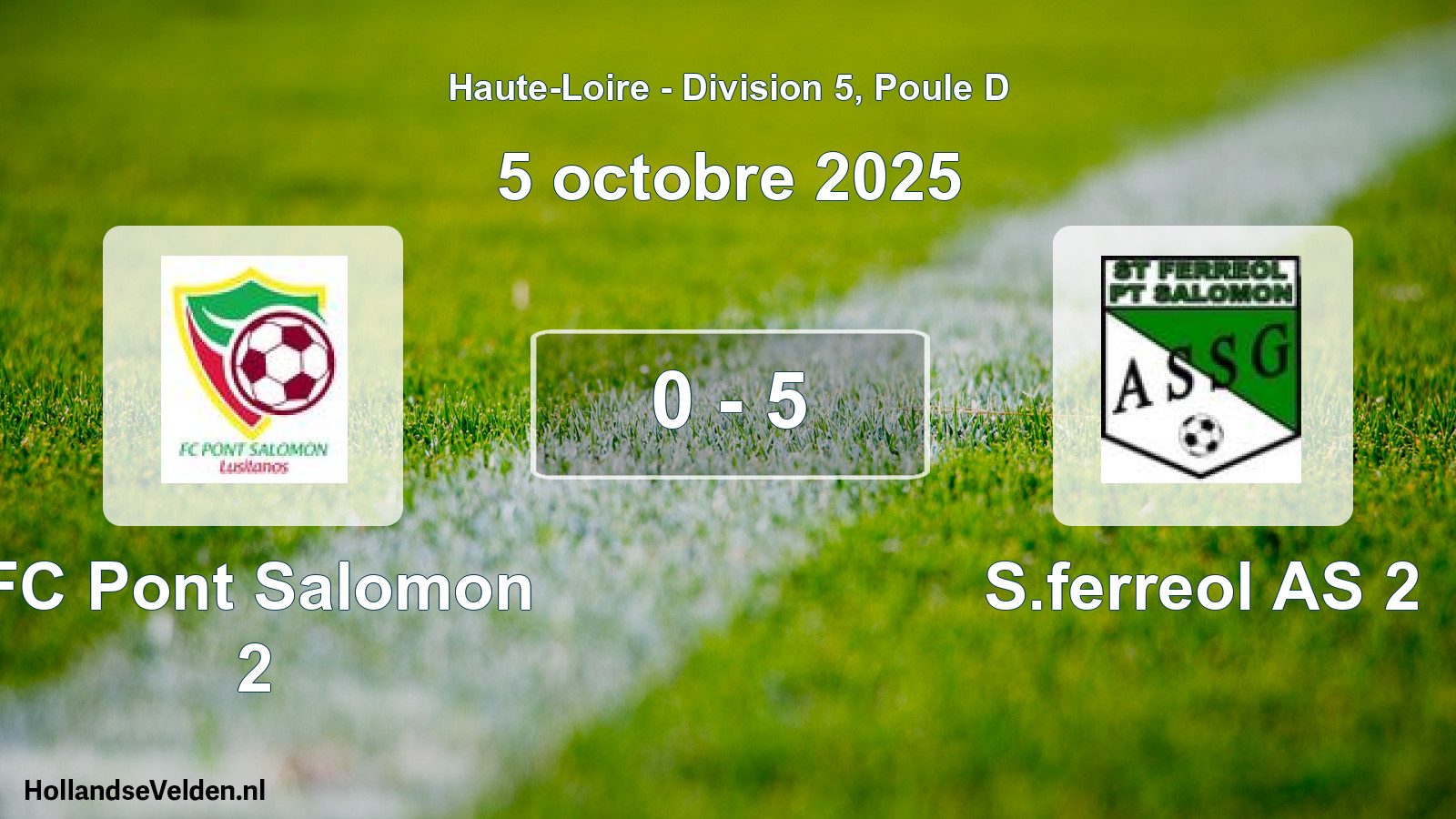 Gespeelde wedstrijd: FC Pont Salomon 2 - S.ferreol AS 2 0 - 5 (5 oktober 2025)