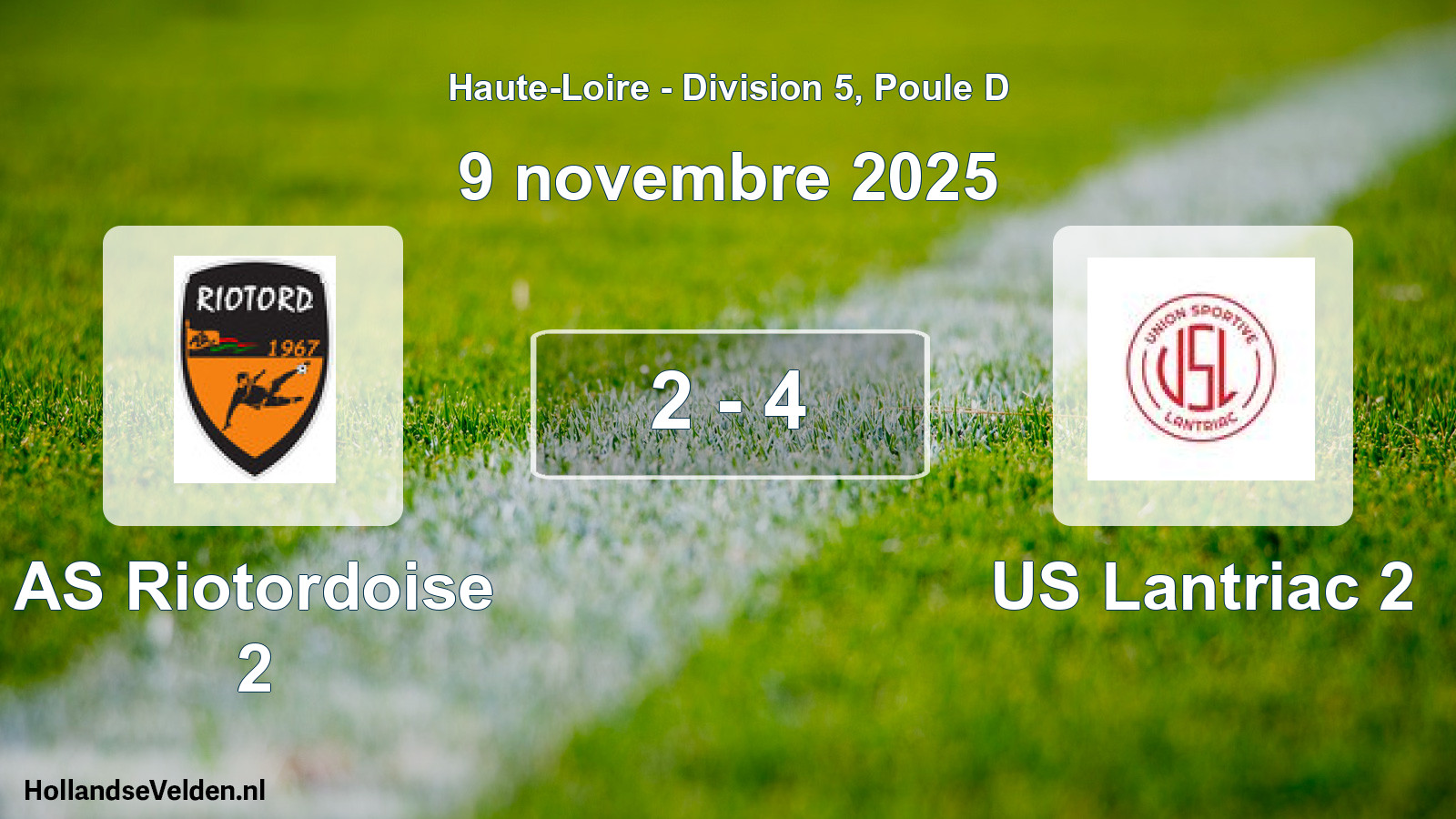 Gespeelde wedstrijd: AS Riotordoise 2 - US Lantriac 2 2 - 4 (9 november 2025)