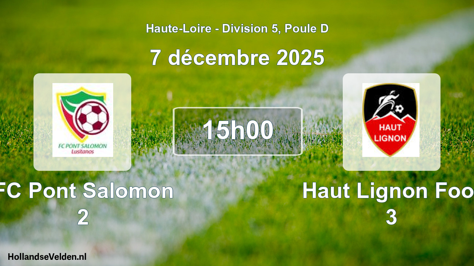 Geplande wedstrijd: FC Pont Salomon 2 - Haut Lignon Foot 3 (7 december 2025)