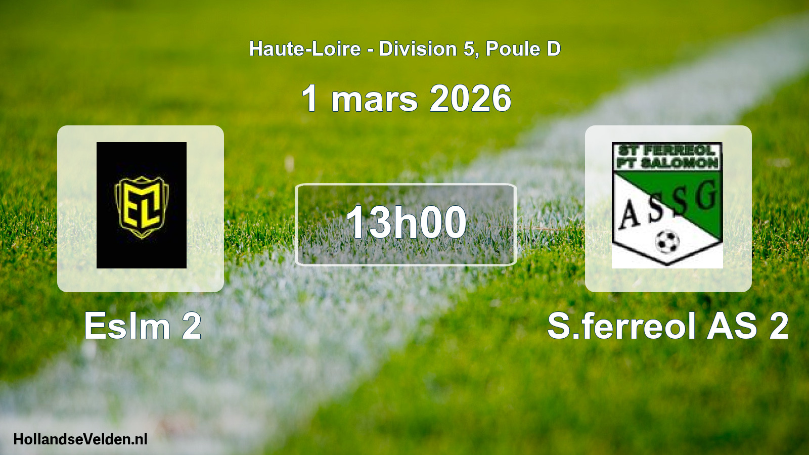 Geplande wedstrijd: Eslm 2 - S.ferreol AS 2 (1 maart 2026)