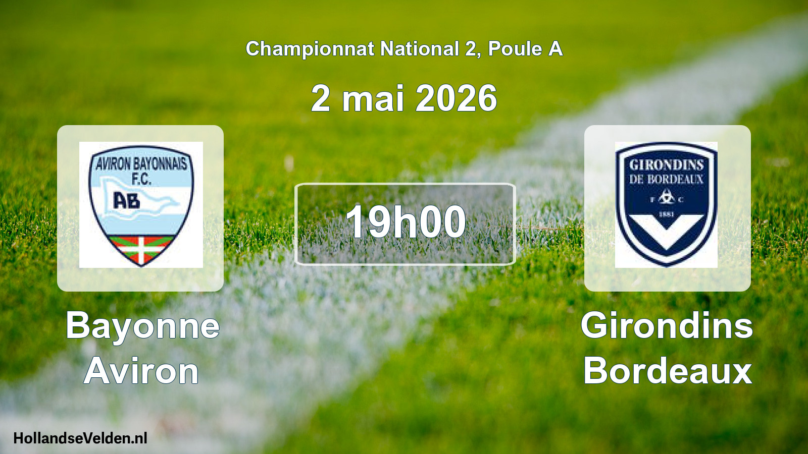 Geplande wedstrijd: Bayonne Aviron - Girondins Bordeaux (2 mei 2026)