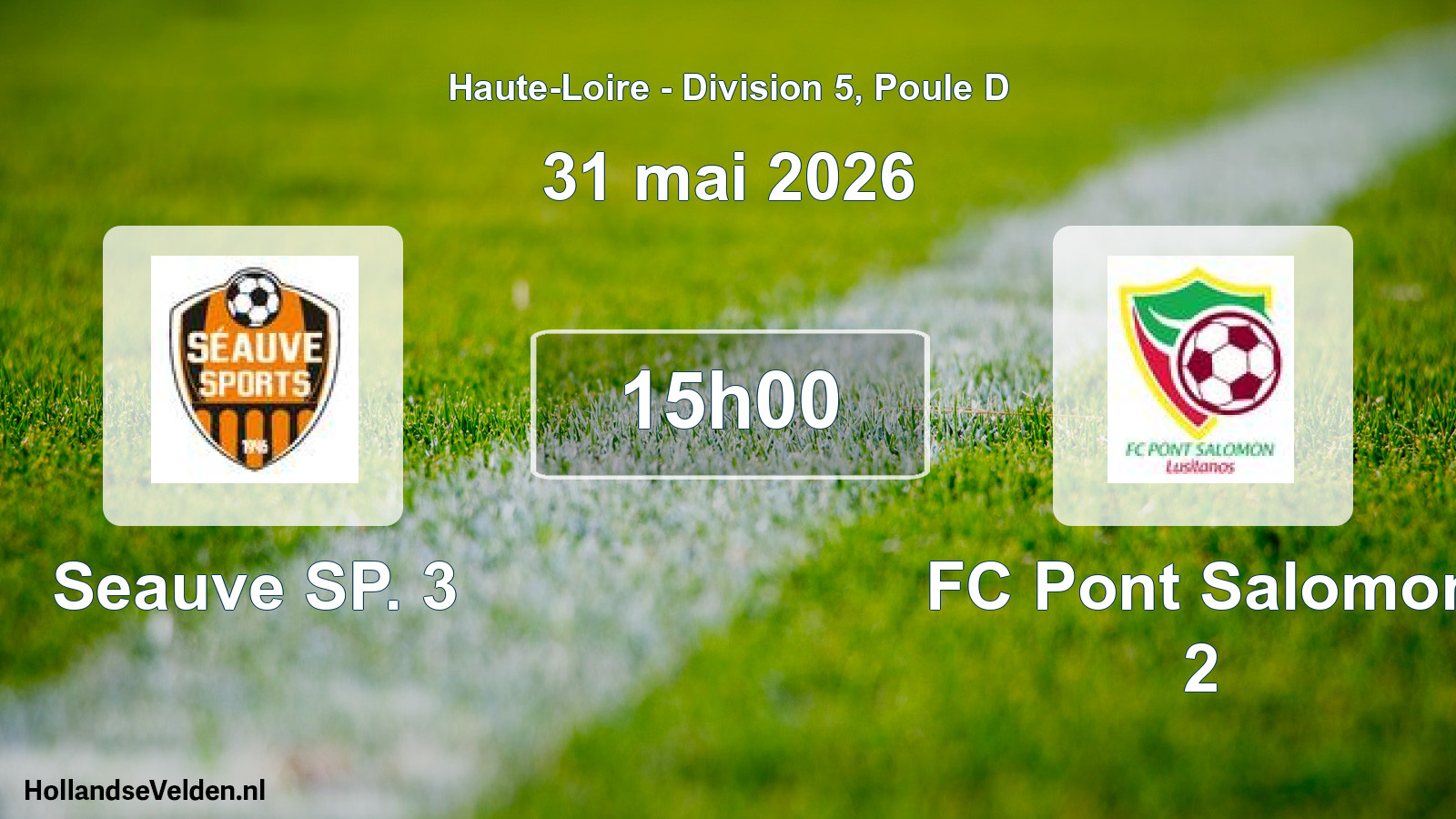 Geplande wedstrijd: Seauve SP. 3 - FC Pont Salomon 2 (31 mei 2026)