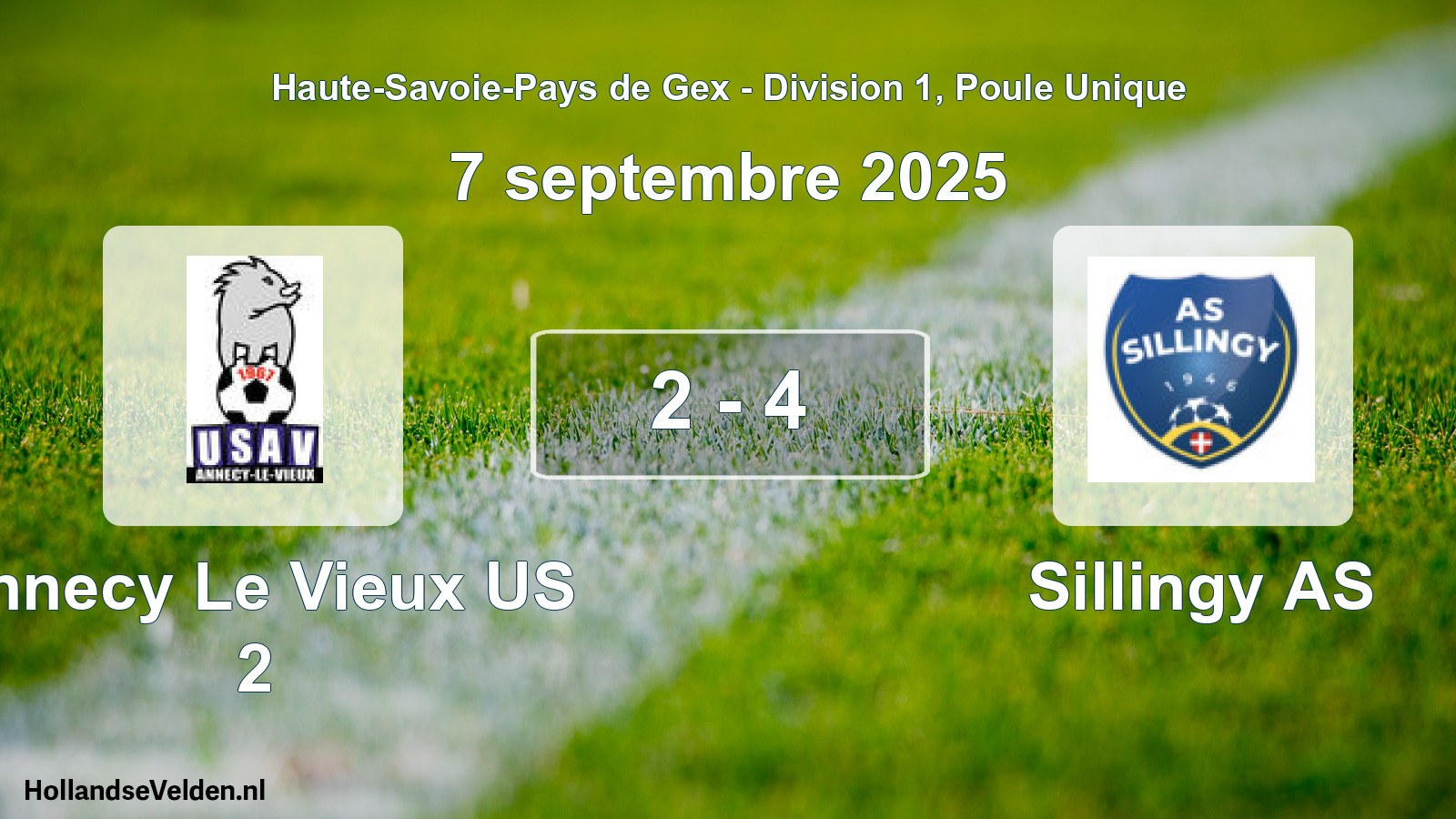 Gespeelde wedstrijd: Annecy Le Vieux US 2 - Sillingy AS 2 - 4 (7 september 2025)