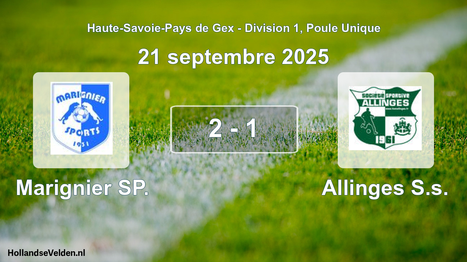 Match joué: Marignier SP. - Allinges S.s. 2 - 1 (21 septembre 2025)