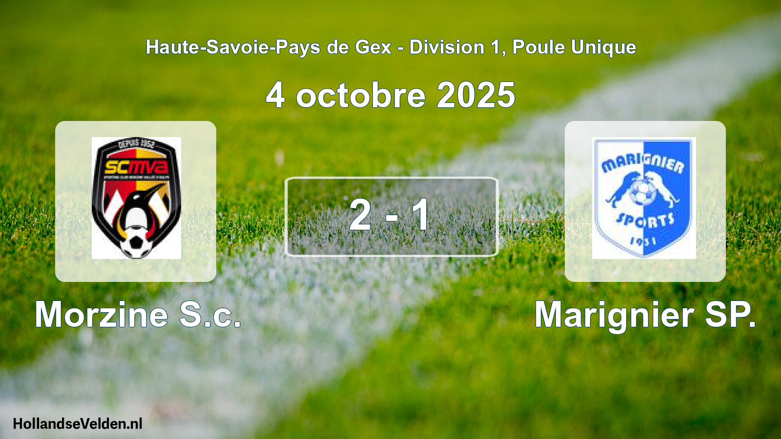 Gespeelde wedstrijd: Morzine S.c. - Marignier SP. 2 - 1 (4 oktober 2025)