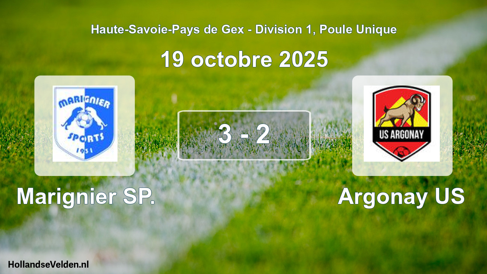 Match joué: Marignier SP. - Argonay US 3 - 2 (19 octobre 2025)