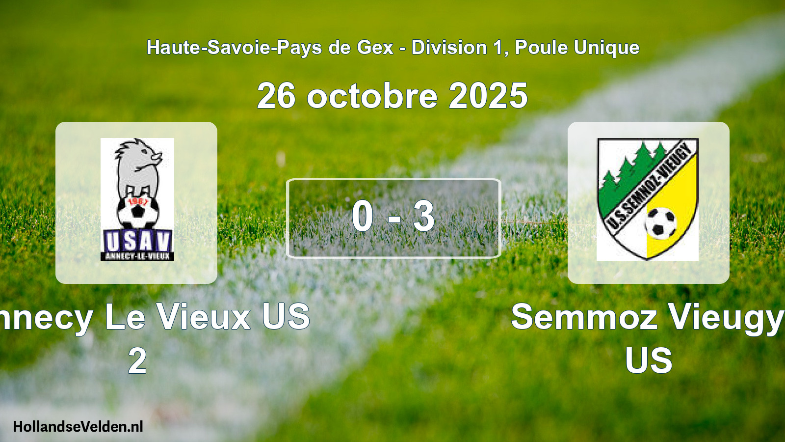 Gespeelde wedstrijd: Annecy Le Vieux US 2 - Semmoz Vieugy US 0 - 3 (26 oktober 2025)