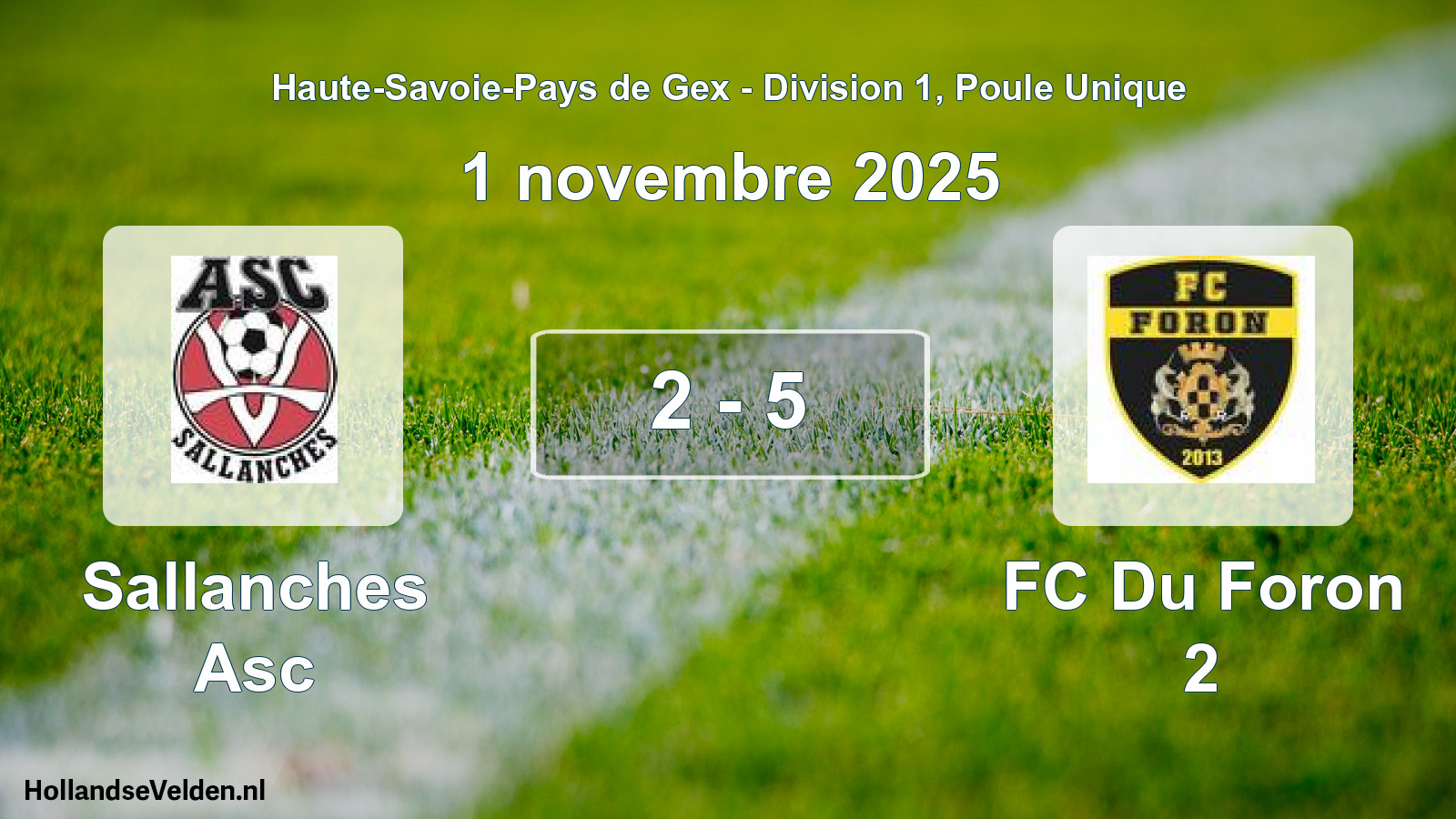 Gespeelde wedstrijd: Sallanches Asc - FC Du Foron 2 2 - 5 (1 november 2025)