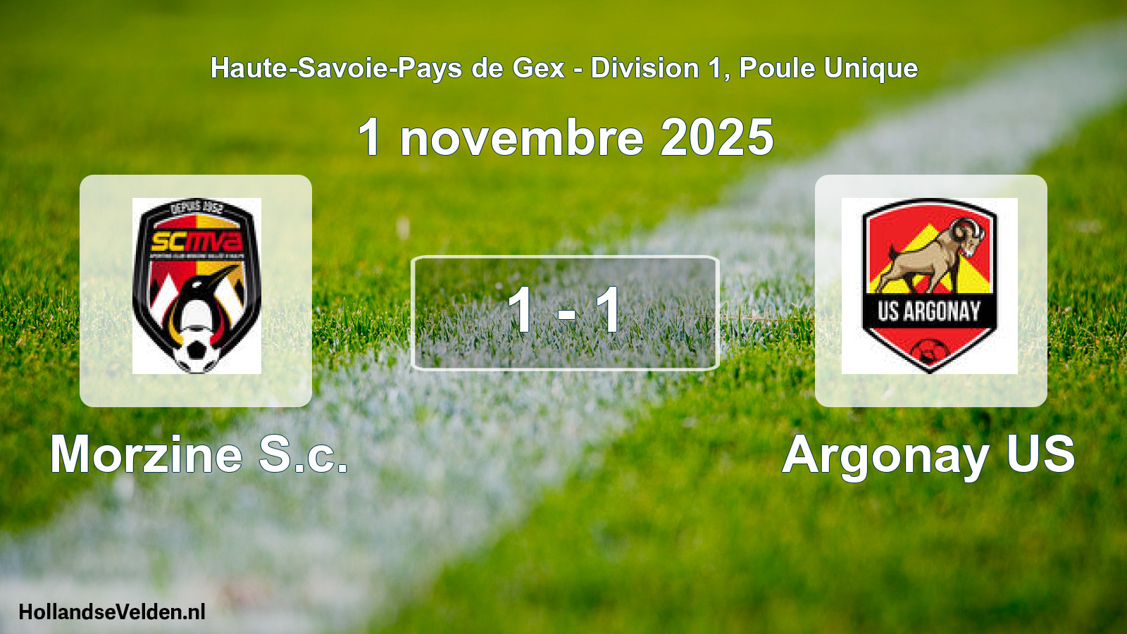 Match joué: Morzine S.c. - Argonay US 1 - 1 (1 novembre 2025)