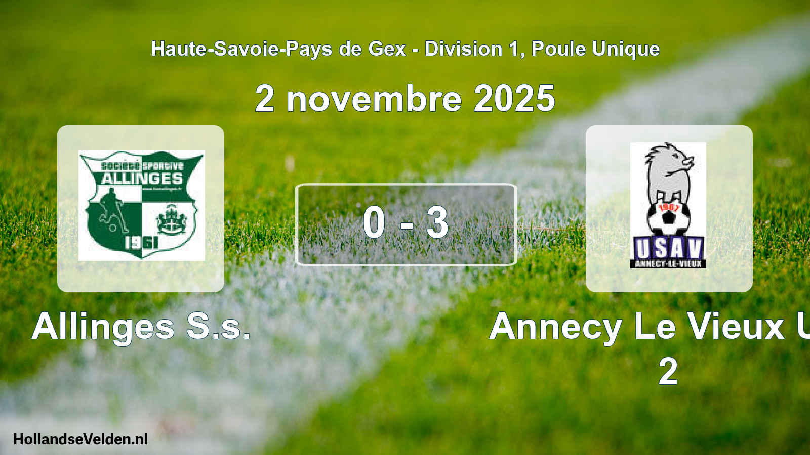 Gespeelde wedstrijd: Allinges S.s. - Annecy Le Vieux US 2 0 - 3 (2 november 2025)