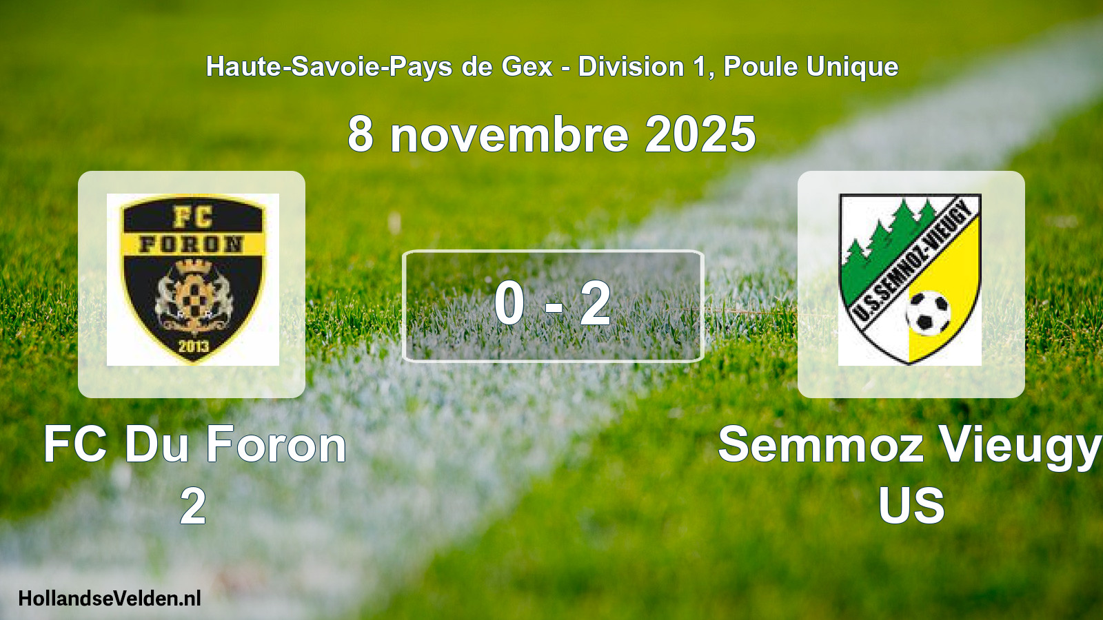 Gespeelde wedstrijd: FC Du Foron 2 - Semmoz Vieugy US 0 - 2 (8 november 2025)