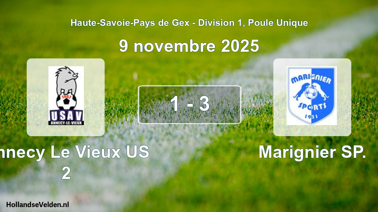 Gespeelde wedstrijd: Annecy Le Vieux US 2 - Marignier SP. 1 - 3 (9 november 2025)