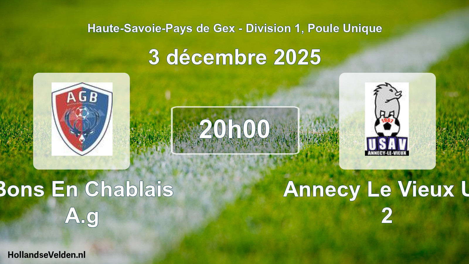 Match programmé: Bons En Chablais A.g - Annecy Le Vieux US 2 (3 décembre 2025)