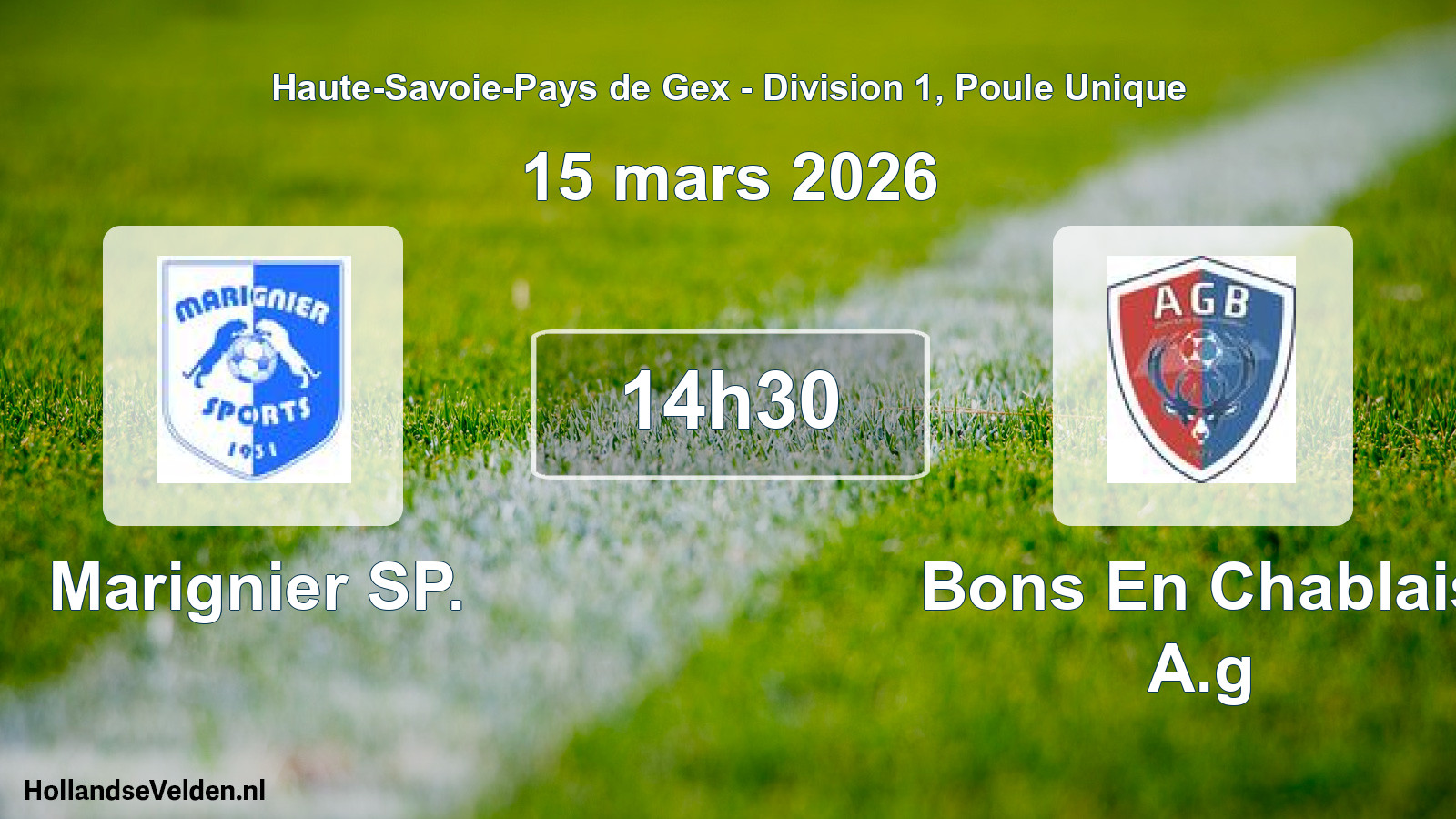 Match programmé: Marignier SP. - Bons En Chablais A.g (15 mars 2026)