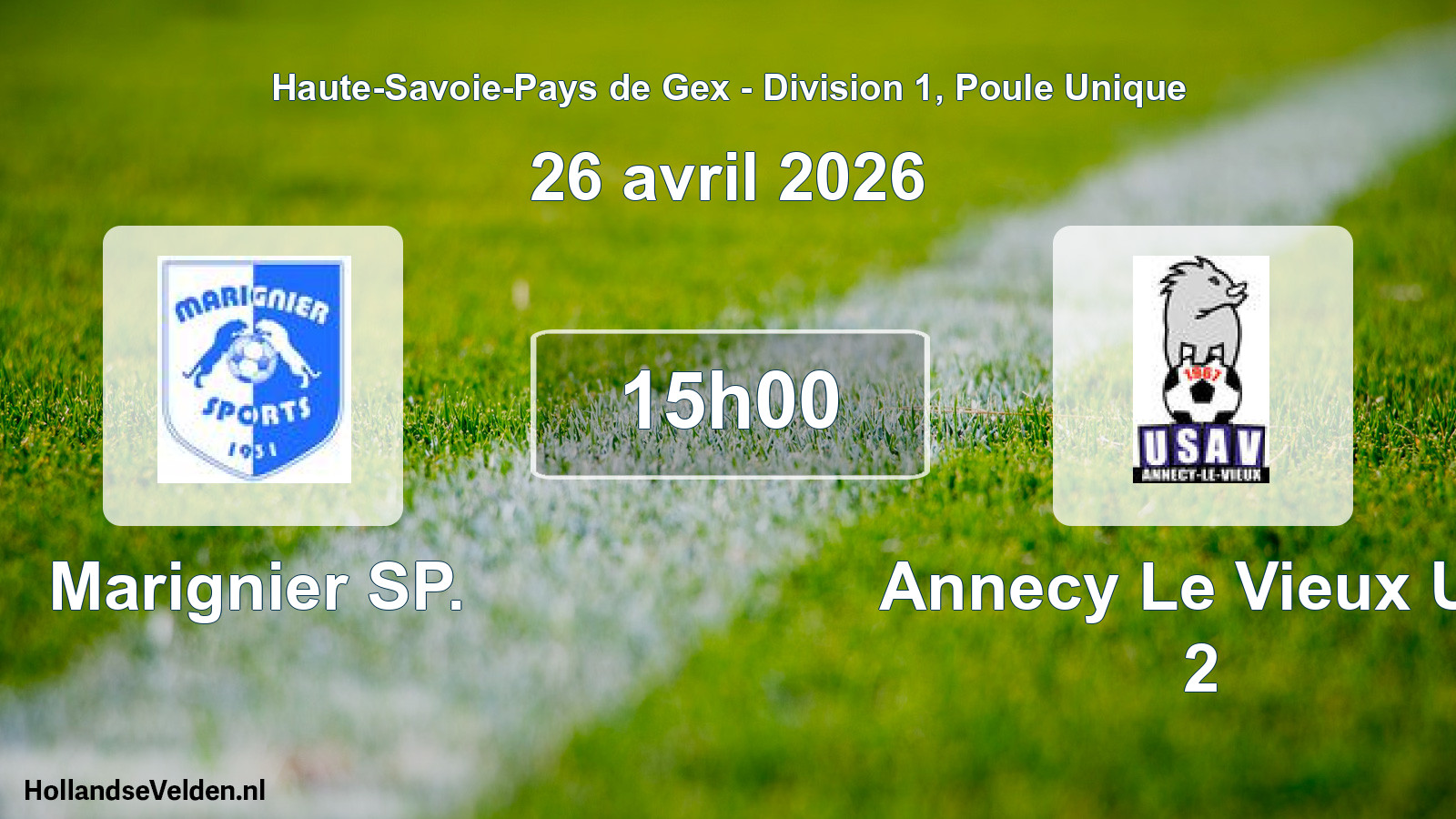 Geplande wedstrijd: Marignier SP. - Annecy Le Vieux US 2 (26 april 2026)