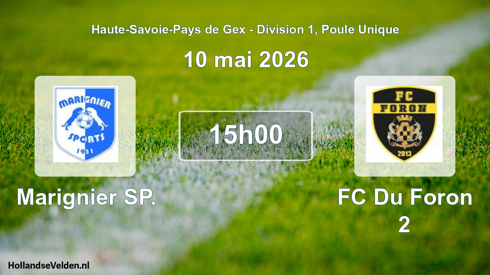 Geplande wedstrijd: Marignier SP. - FC Du Foron 2 (10 mei 2026)