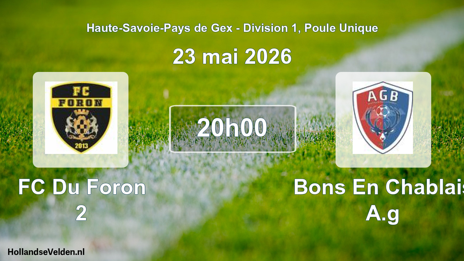 Match programmé: FC Du Foron 2 - Bons En Chablais A.g (23 mai 2026)