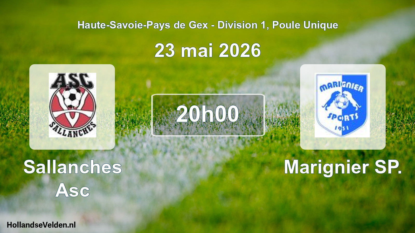 Geplande wedstrijd: Sallanches Asc - Marignier SP. (23 mei 2026)