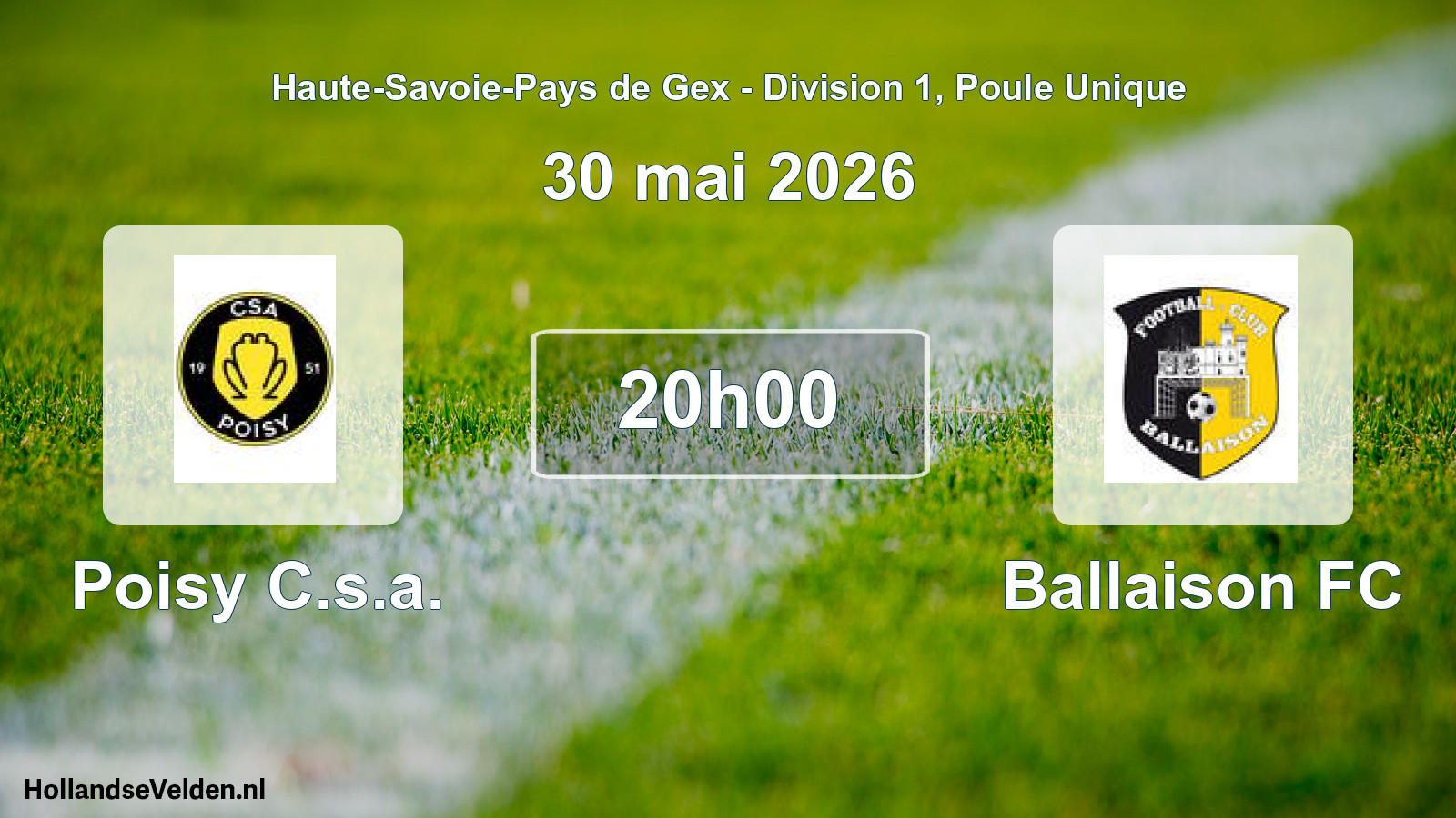 Match programmé: Poisy C.s.a. - Ballaison FC (30 mai 2026)