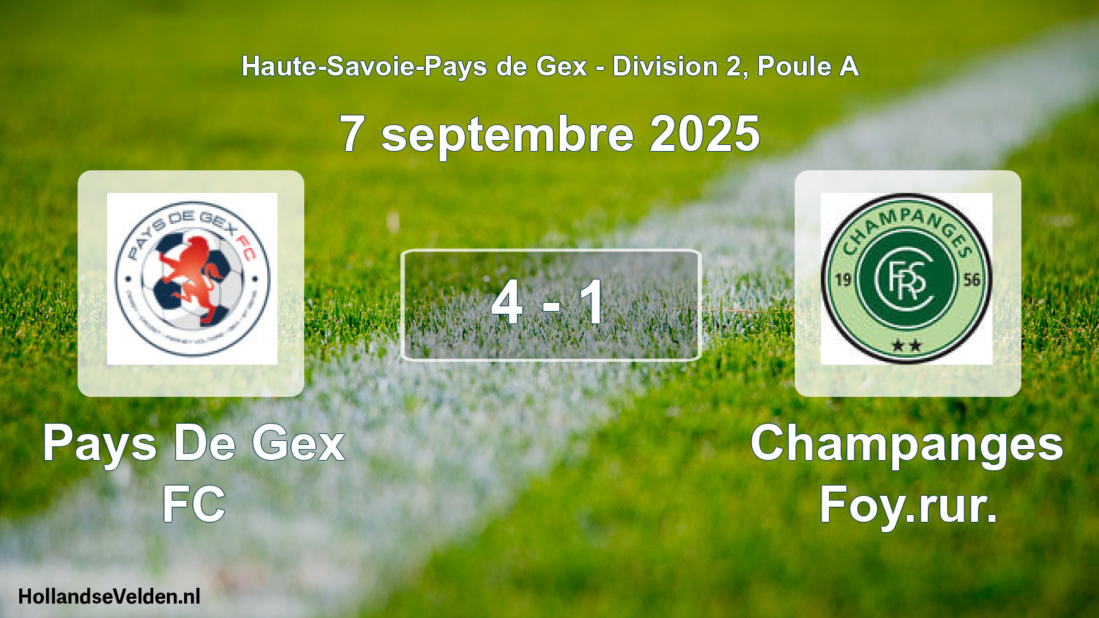 Gespeelde wedstrijd: Pays De Gex FC - Champanges Foy.rur. 4 - 1 (7 september 2025)