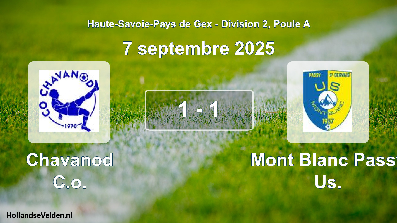Gespeelde wedstrijd: Chavanod C.o. - Mont Blanc Passy Us. 1 - 1 (7 september 2025)