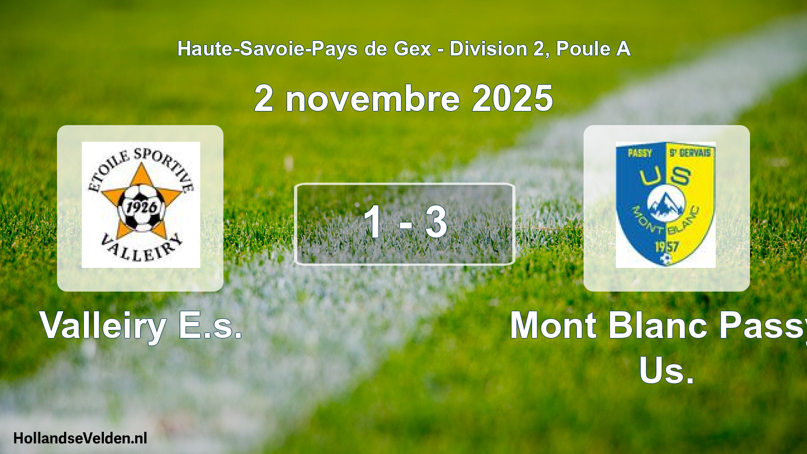 Gespeelde wedstrijd: Valleiry E.s. - Mont Blanc Passy Us. 1 - 3 (2 november 2025)