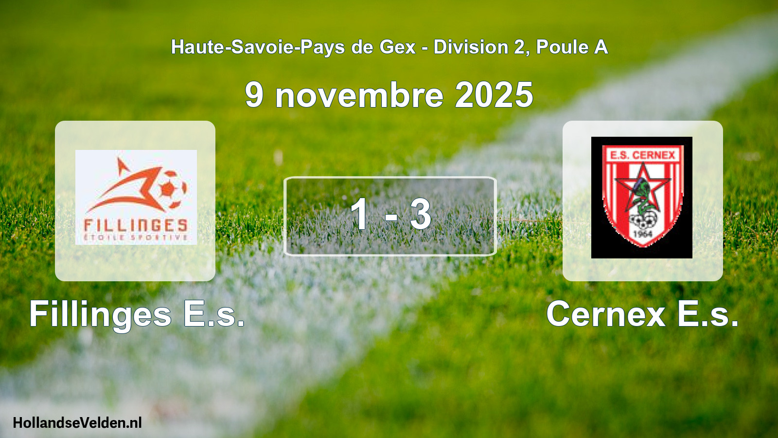 Total number of matches played: Fillinges E.s. - Cernex E.s. 1 - 3 (9 November 2025)