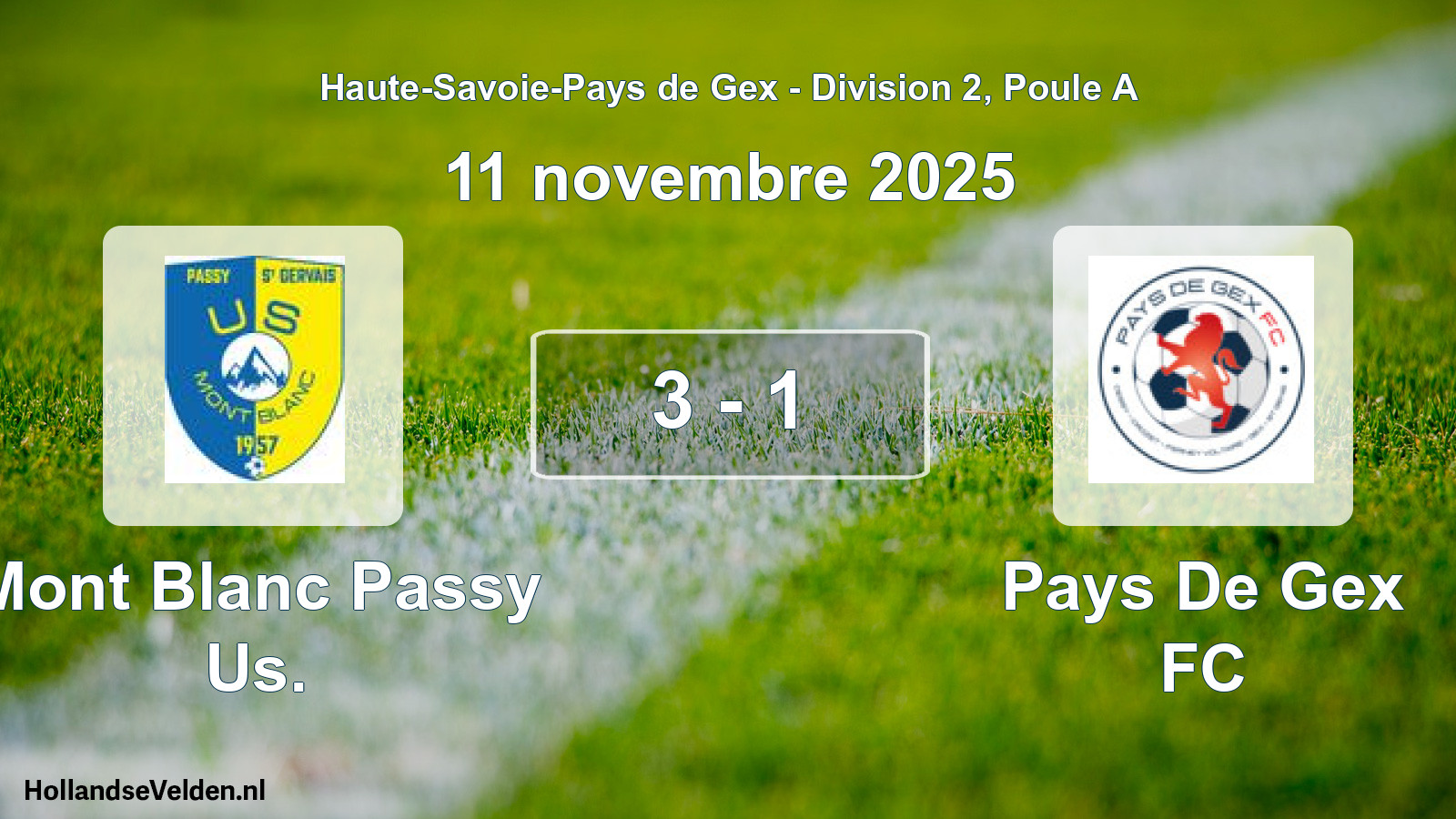 Match joué: Mont Blanc Passy Us. - Pays De Gex FC 3 - 1 (11 novembre 2025)