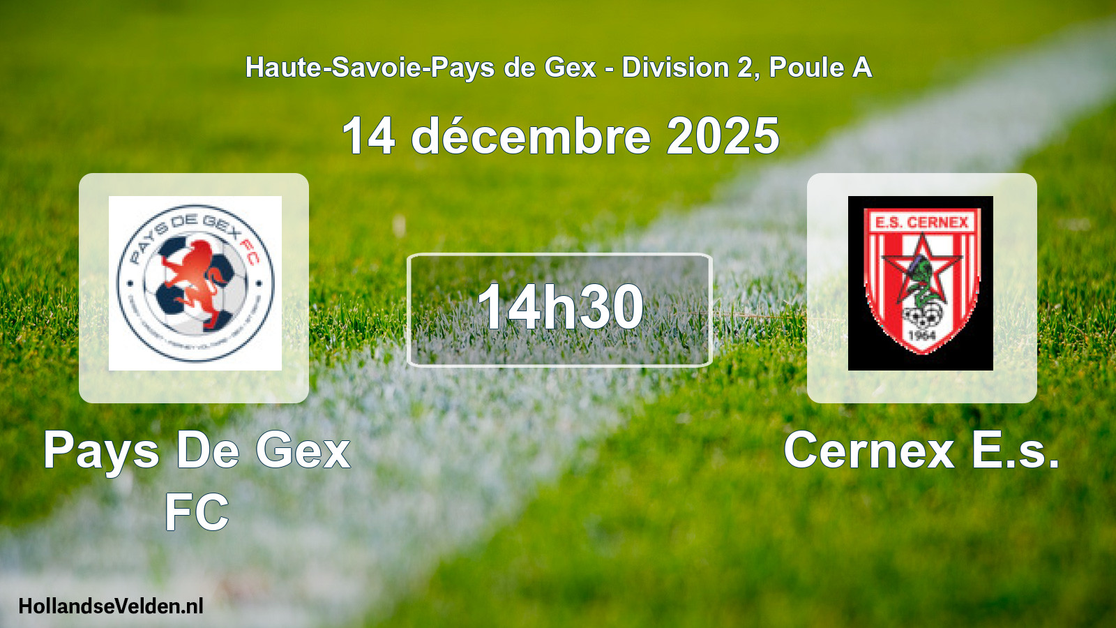 Match programmé: Pays De Gex FC - Cernex E.s. (14 décembre 2025)