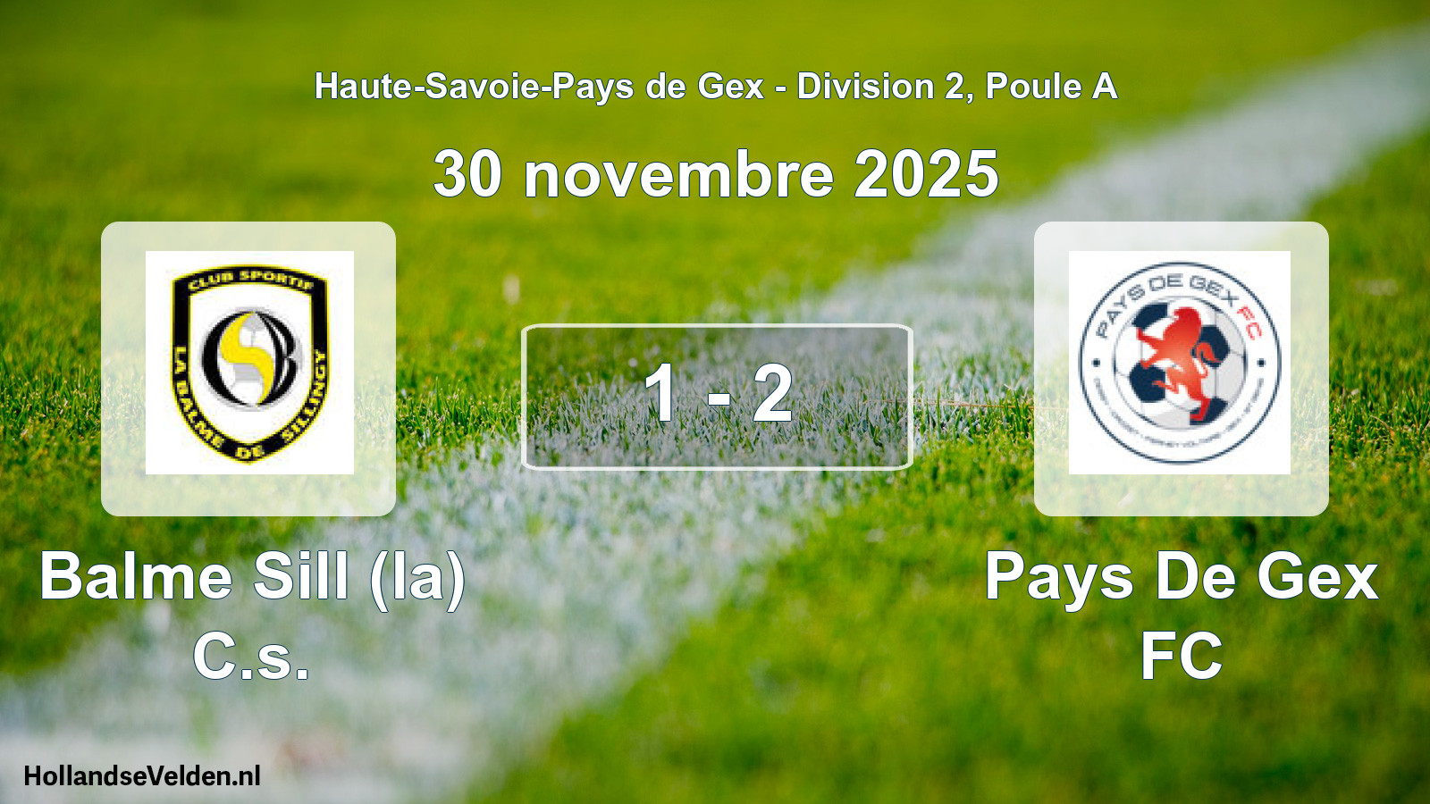 Gespeelde wedstrijd: Balme Sill (la) C.s. - Pays De Gex FC 1 - 2 (30 november 2025)