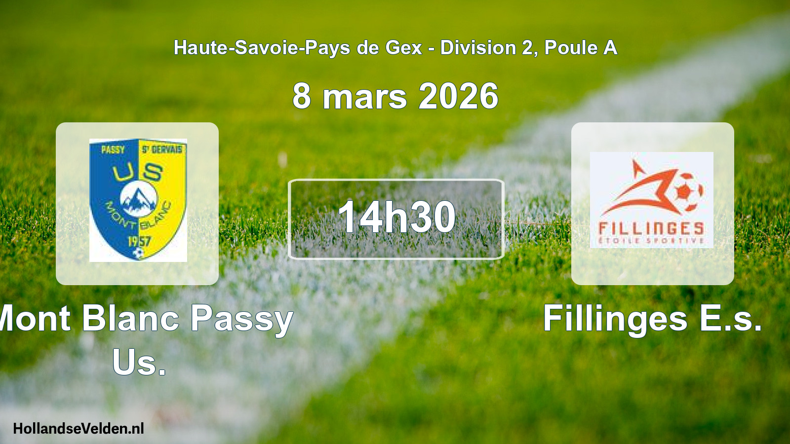 Match programmé: Mont Blanc Passy Us. - Fillinges E.s. (8 mars 2026)