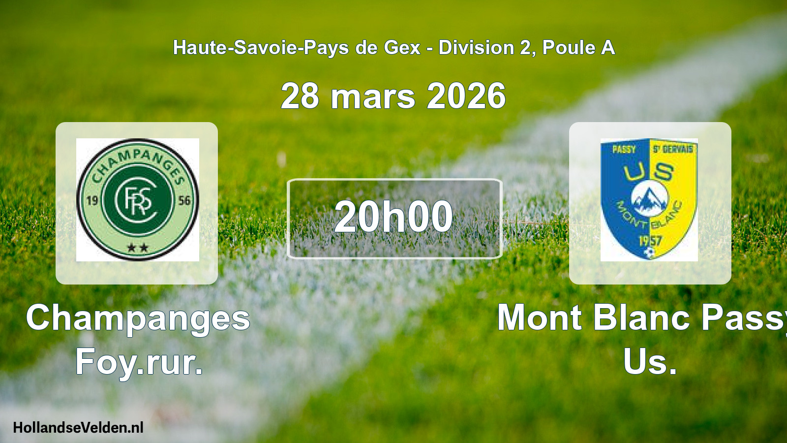 Match programmé: Champanges Foy.rur. - Mont Blanc Passy Us. (28 mars 2026)