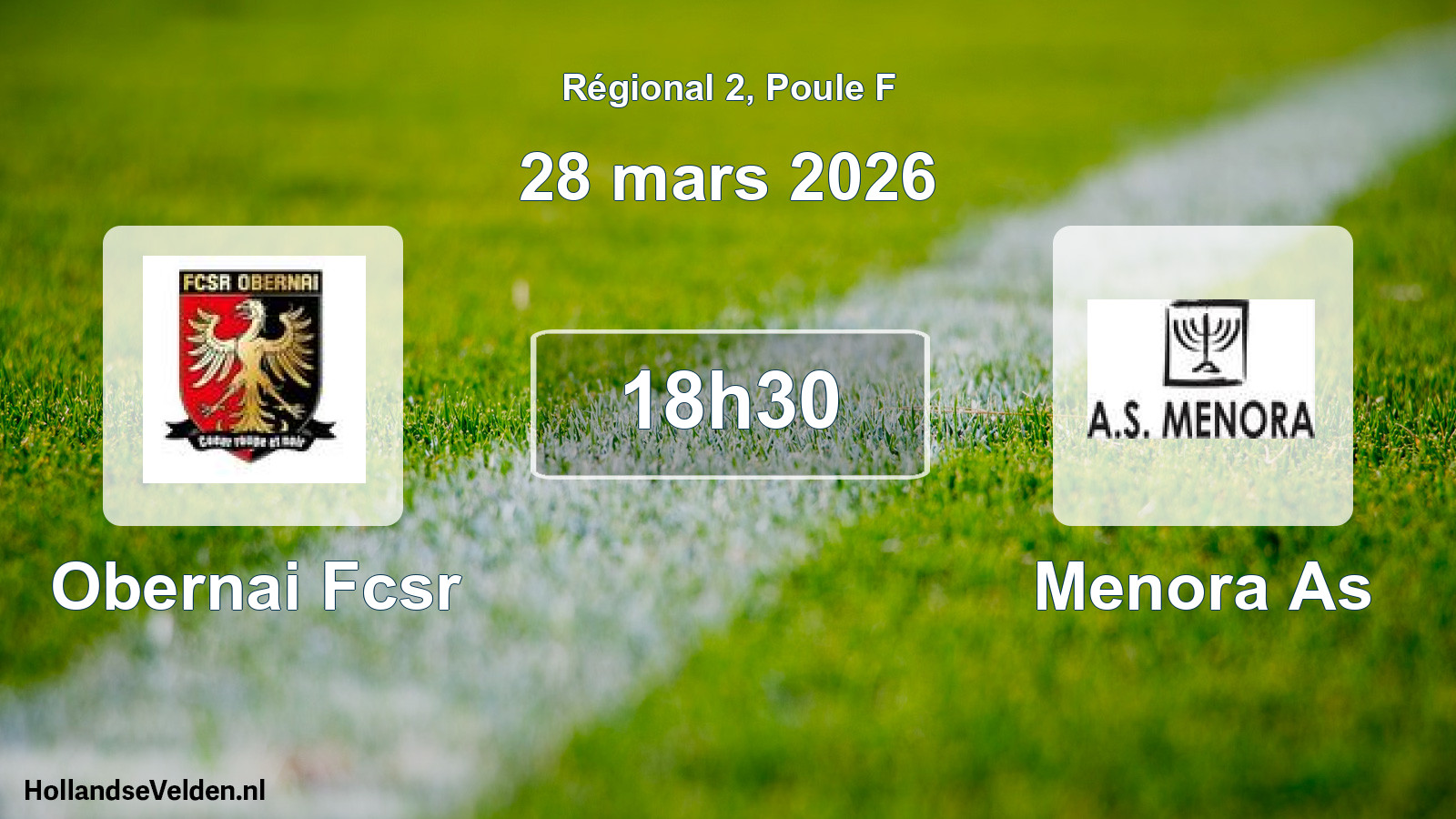 Geplande wedstrijd: Obernai Fcsr - Menora As (28 maart 2026)