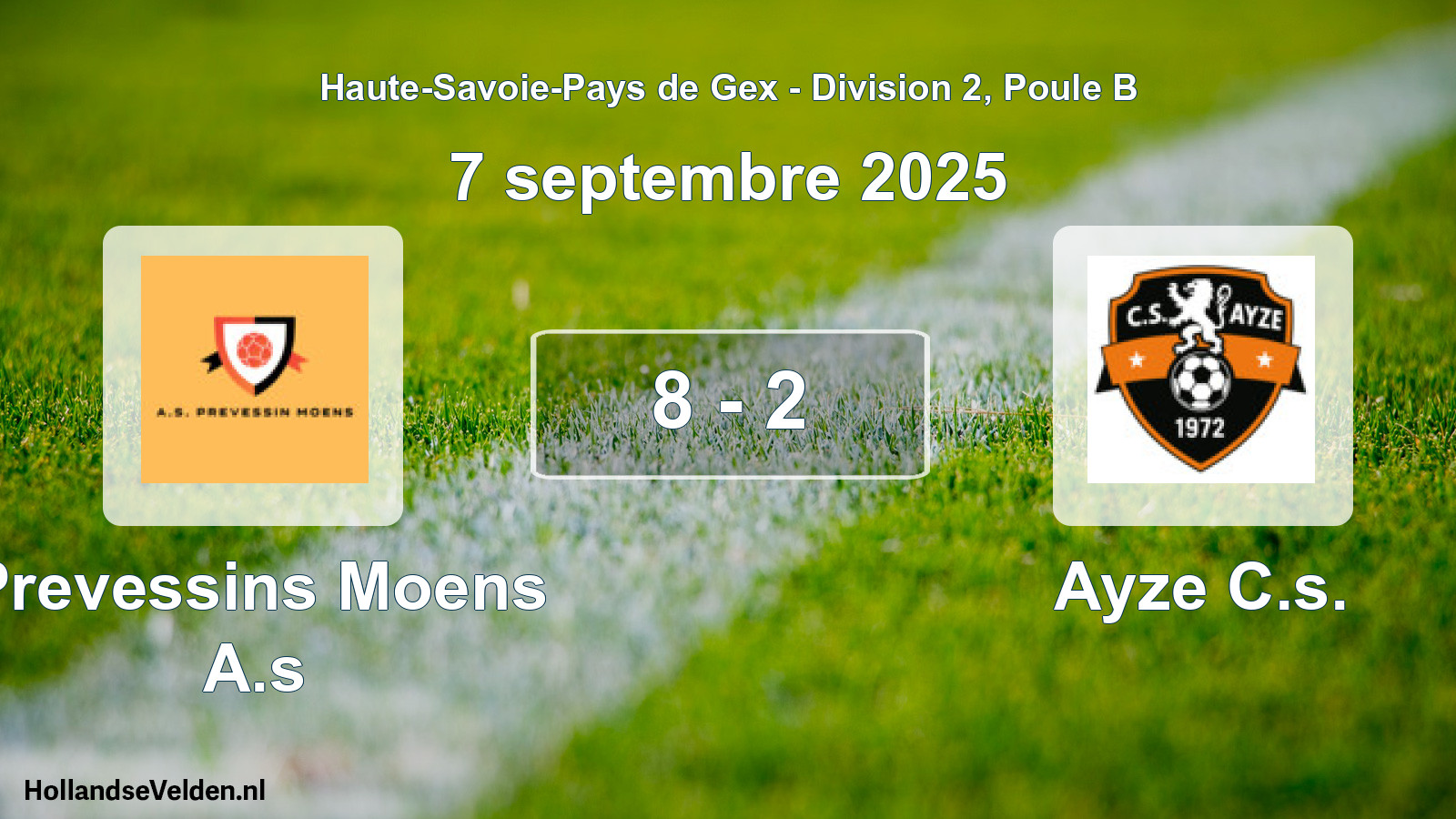 Gespeelde wedstrijd: Prevessins Moens A.s - Ayze C.s. 8 - 2 (7 september 2025)