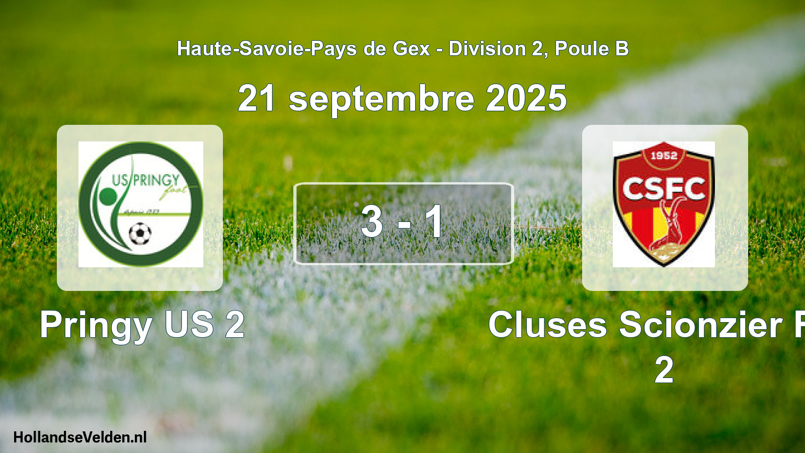 Match joué: Pringy US 2 - Cluses Scionzier FC 2 3 - 1 (21 septembre 2025)