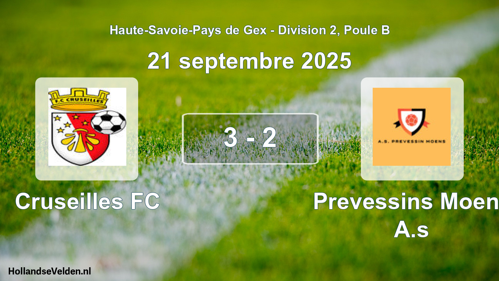 Gespeelde wedstrijd: Cruseilles FC - Prevessins Moens A.s 3 - 2 (21 september 2025)