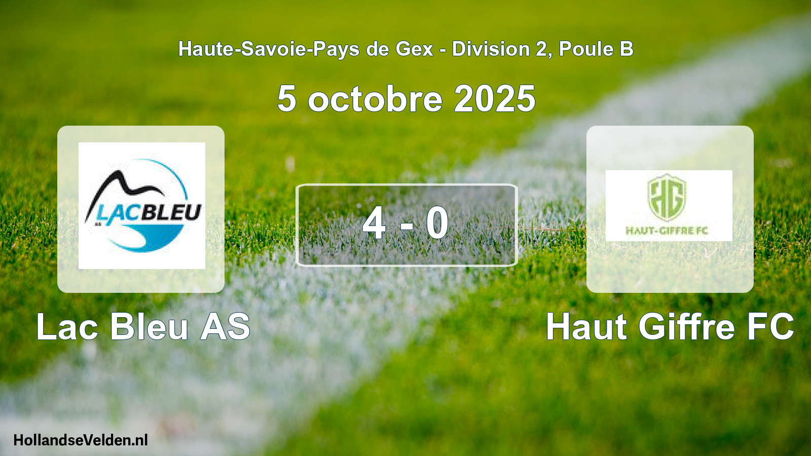 Match joué: Lac Bleu AS - Haut Giffre FC 4 - 0 (5 octobre 2025)