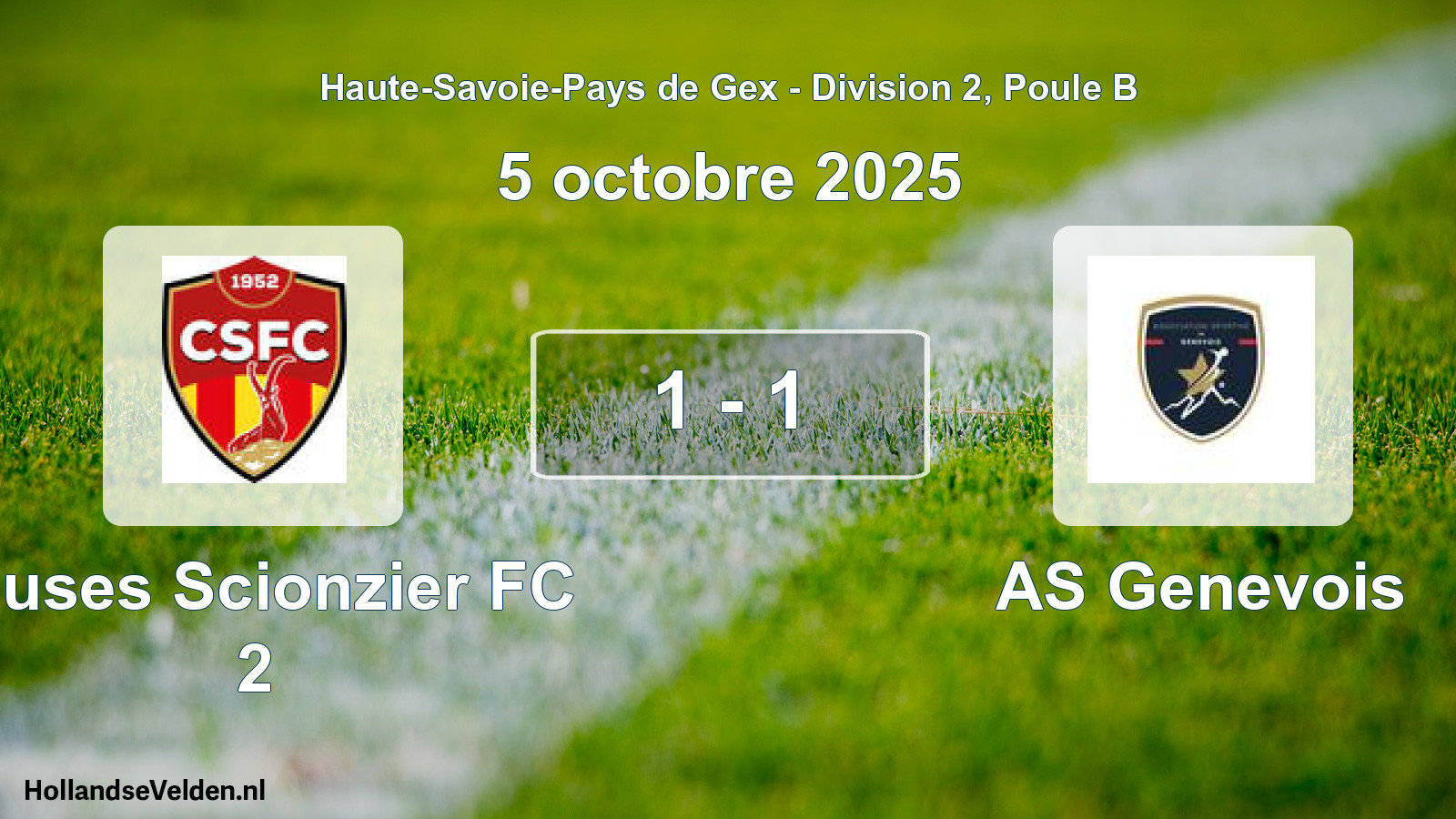 Gespeelde wedstrijd: Cluses Scionzier FC 2 - AS Genevois 1 - 1 (5 oktober 2025)